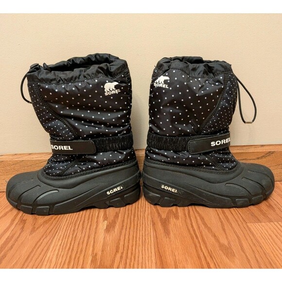 Sorel Kids Black and White Polka Dot Boots - Picture 3 of 12